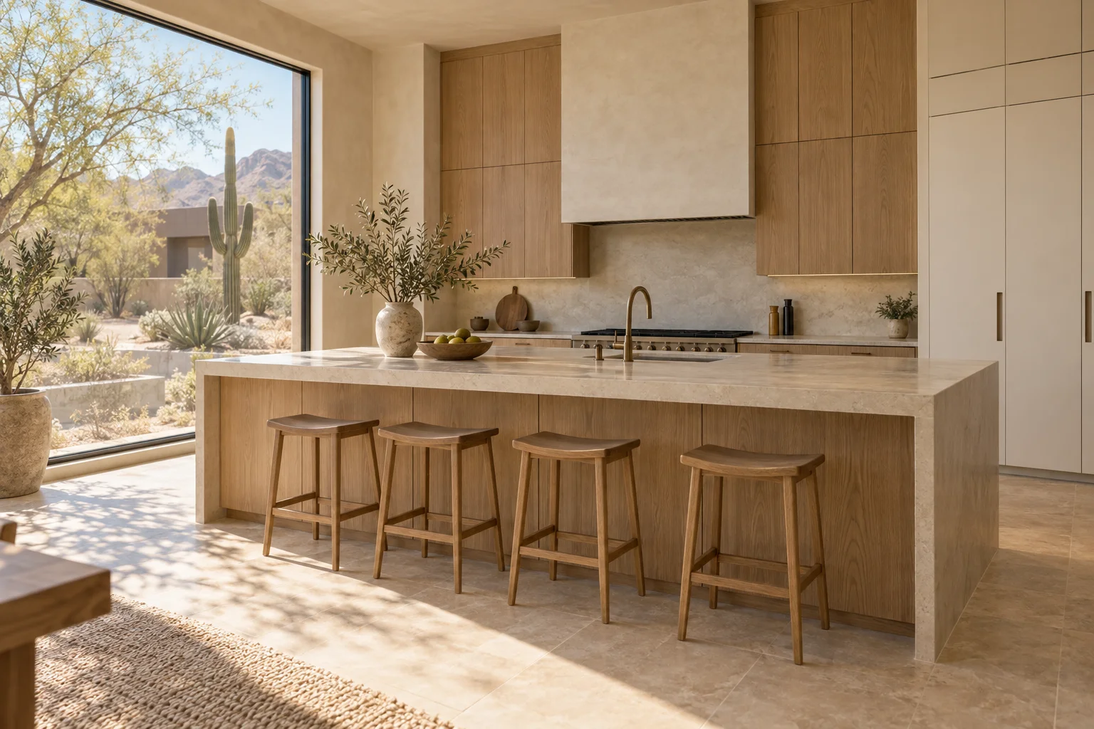 Finished oak kitchen design visualization